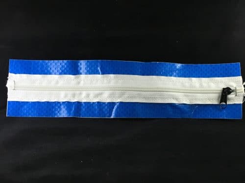 Zipper Inspection Door - 18" Straight Zipper - Self Adhesive WHITE/BLUE