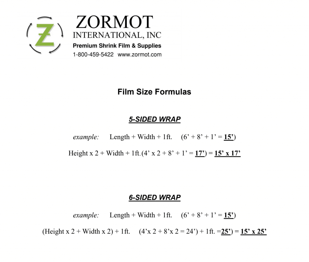 Film Size Formulas